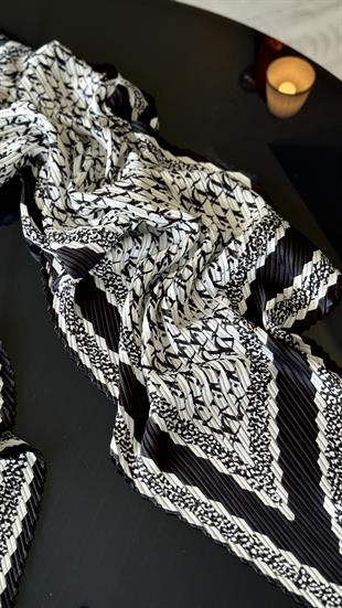 PLİSELİ SİYAH / BEYAZ ŞAL