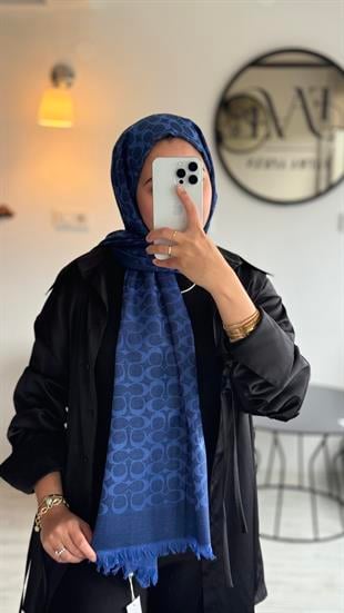 SAKS MAVİ KAŞMİR / YÜN İPEK ŞAL 