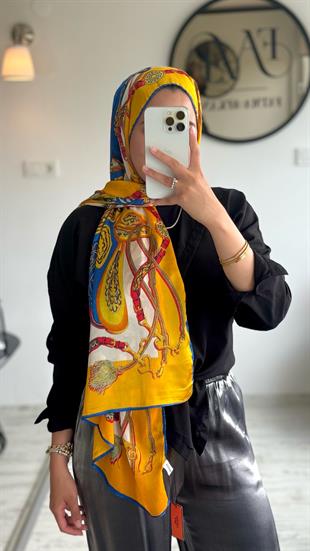 SARI - SAX MAVİ İPEK ŞAL