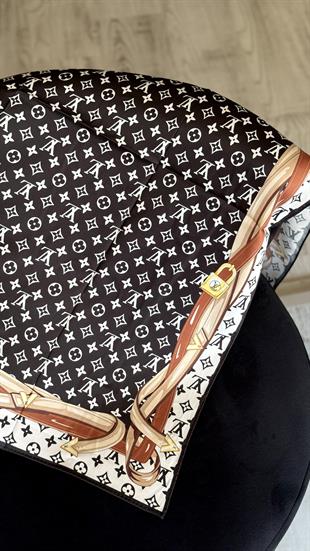 SİYAH BEYAZ KLASIK MODEL TWİL İPEK EŞARP