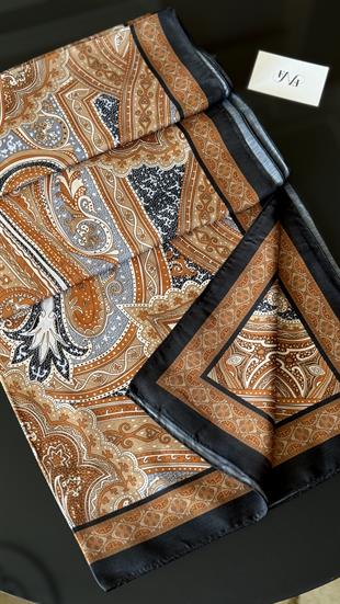 SİYAH İÇİ TABA / ETNİK DESEN PAMUK ŞAL