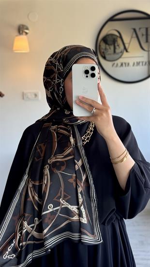 SİYAH / KAHVE VUAL İPEK ŞAL