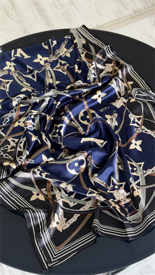 SİYAH / LACİVERT VUAL İPEK ŞAL