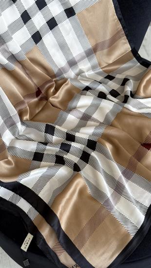 SÜTLÜ KAHVE SİYAH / ORJİNAL DESEN VUAL İPEK ŞAL