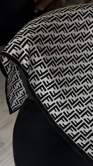 TWİL İPEK SİYAH BEYAZ İTHAL EŞARP