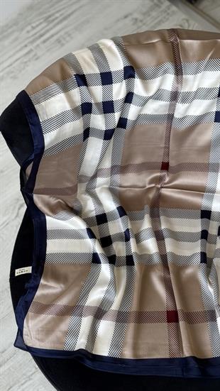 VİZON LACİVERT / ORJİNAL DESEN VUAL İPEK ŞAL