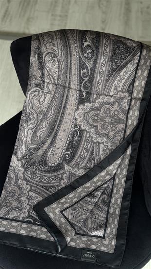 VİZON / SİYAH ETNİK DESEN PAMUK ŞAL