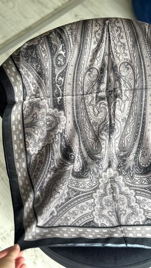 VİZON / SİYAH ETNİK DESEN PAMUK ŞAL