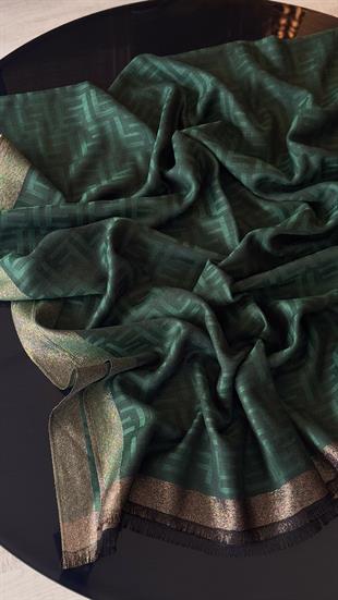 YEŞİL İNCE YÜN İPEK ŞAL