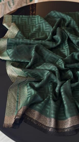 YEŞİL İNCE YÜN İPEK ŞAL