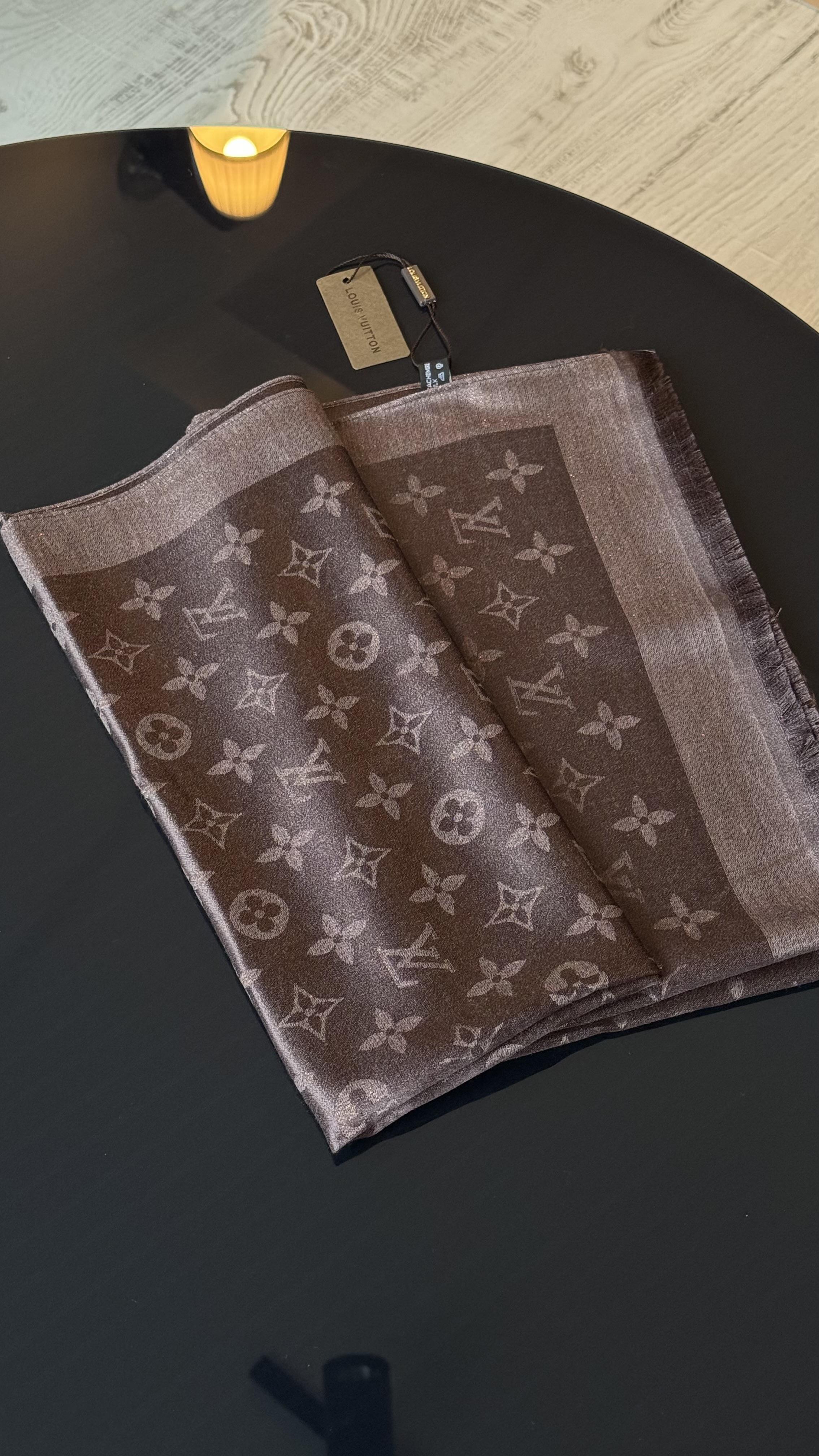 ACI KAHVE SİMLİ İPEK ŞAL