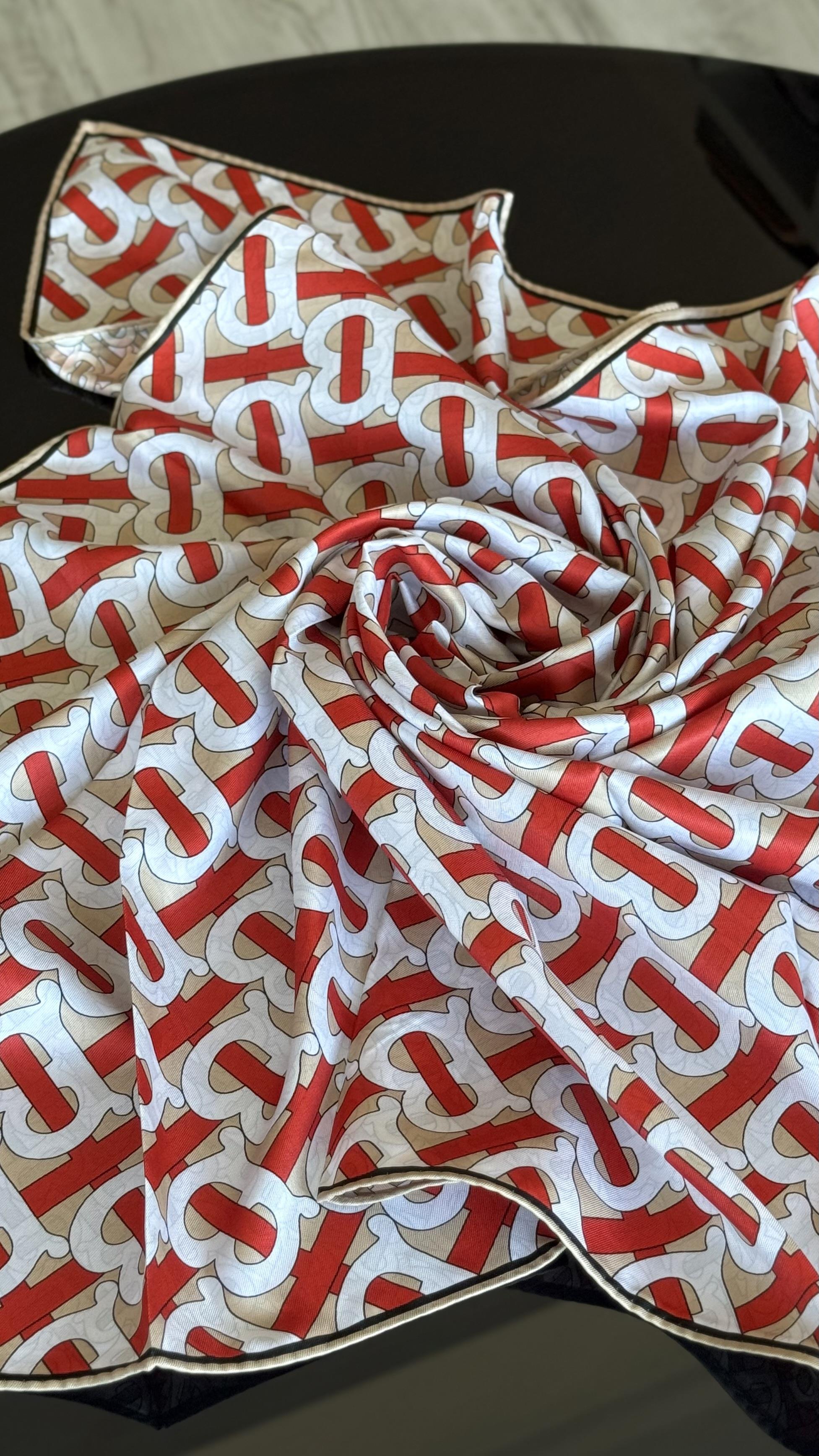 B DESEN KIRMIZI  / ÇİFT YÖNLÜ TWİL EŞARP