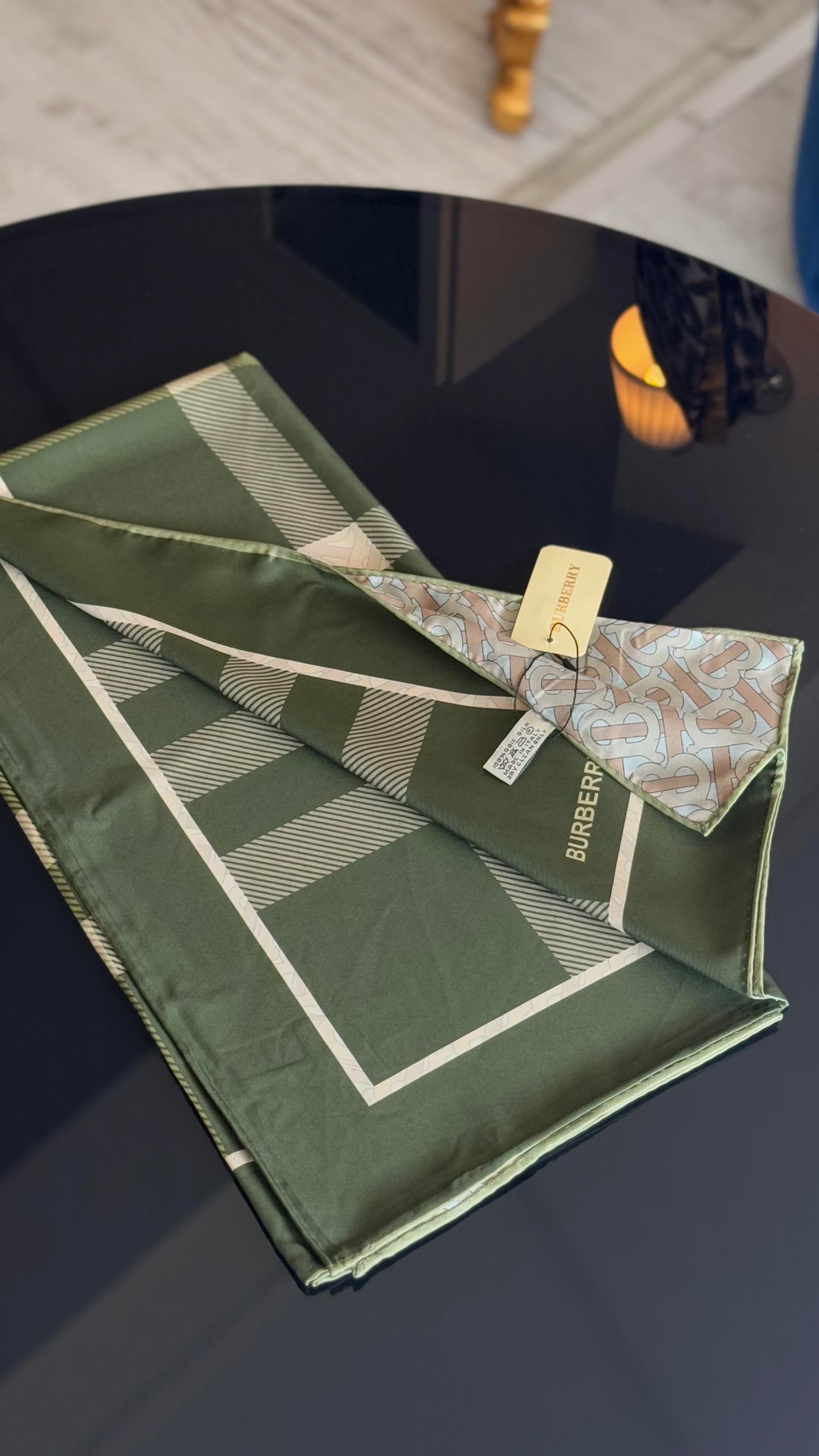 B DESEN YEŞİL / ÇİFT YÖNLÜ TWİL EŞARP