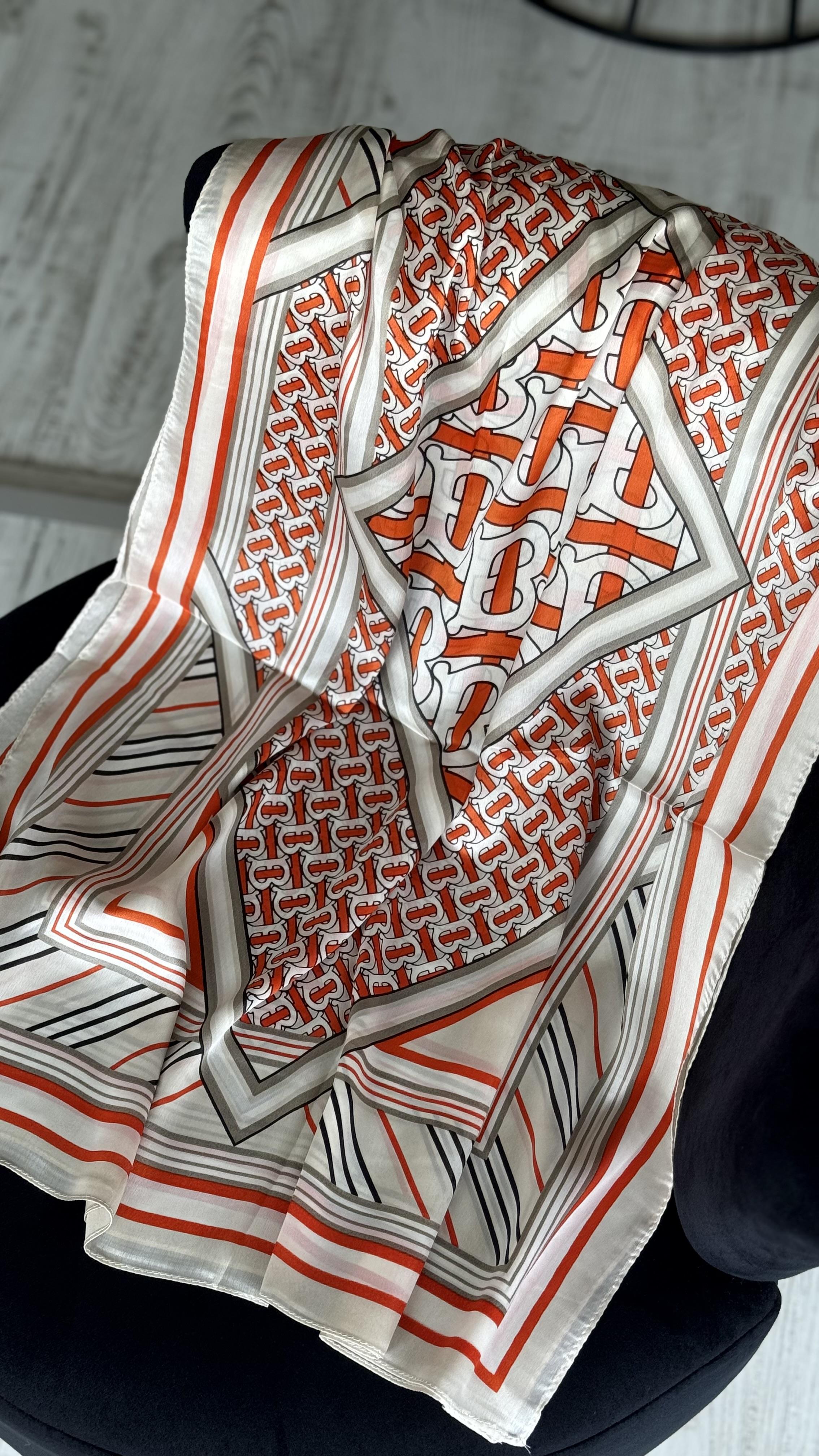 BEJ / KIRMIZI VUAL İPEK ŞAL