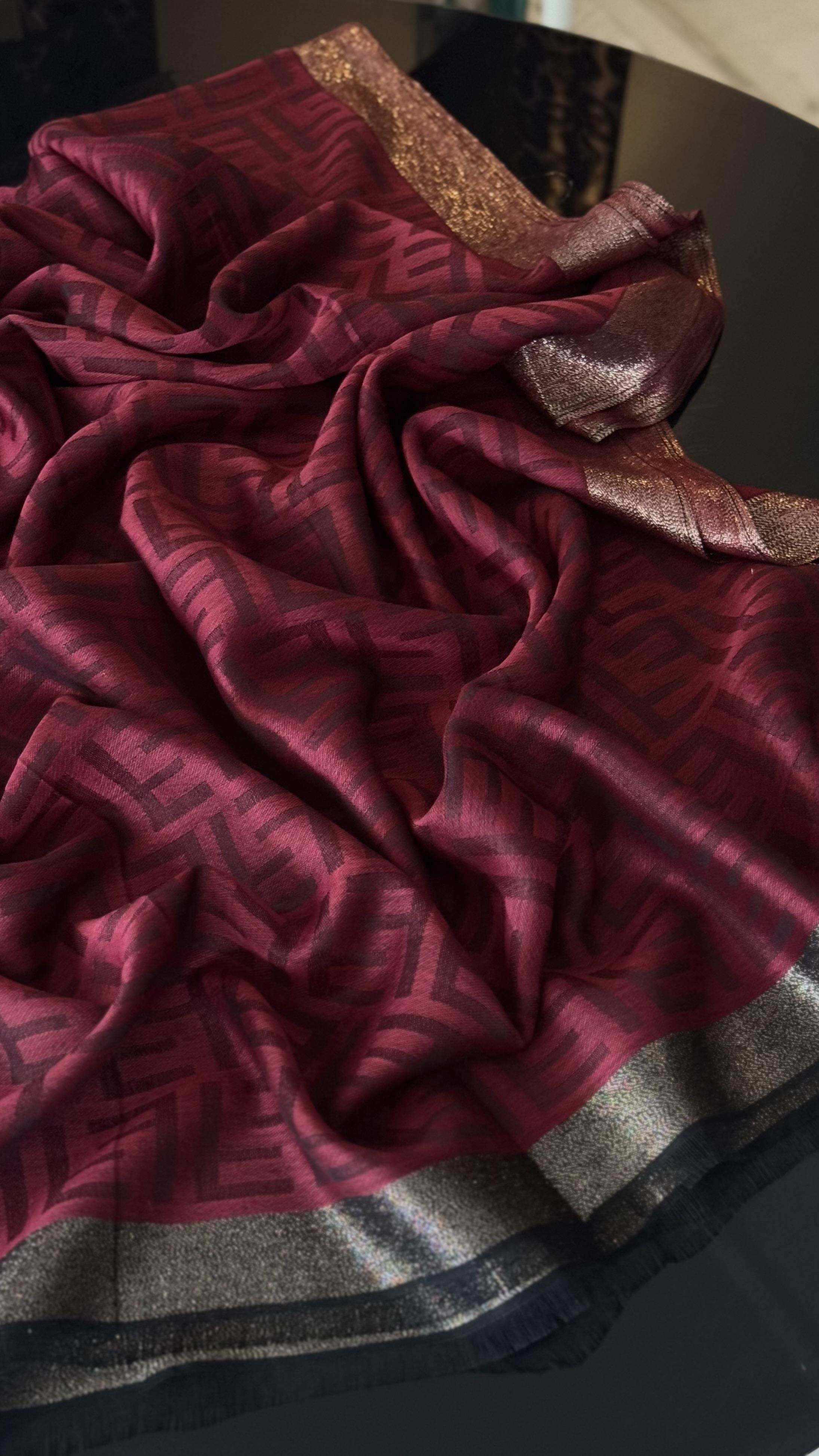 BORDO İNCE YÜN İPEK ŞAL