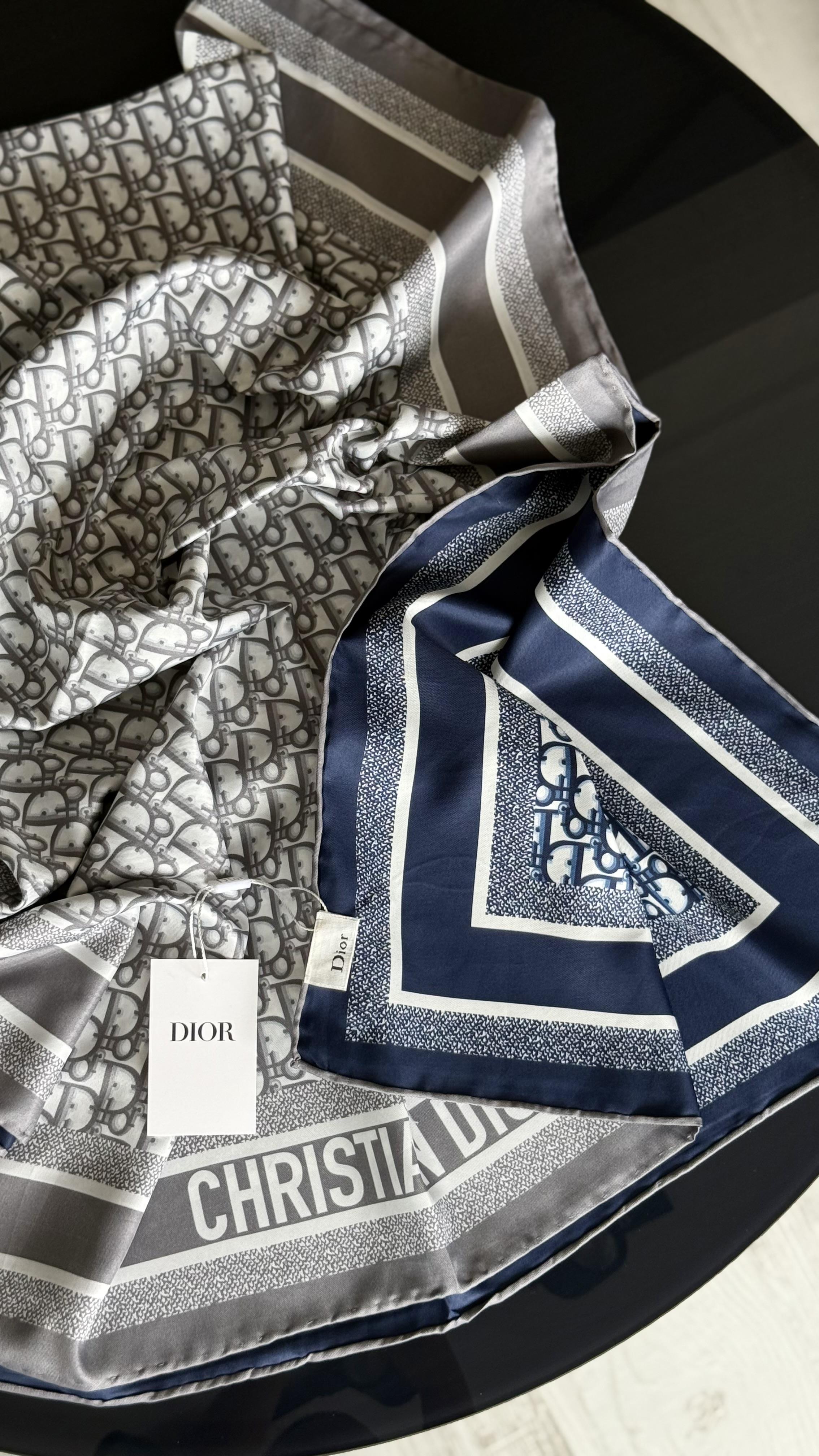 ÇİFT TARAFLI / GRİ LACİVERT TWİL İPEK ŞAL