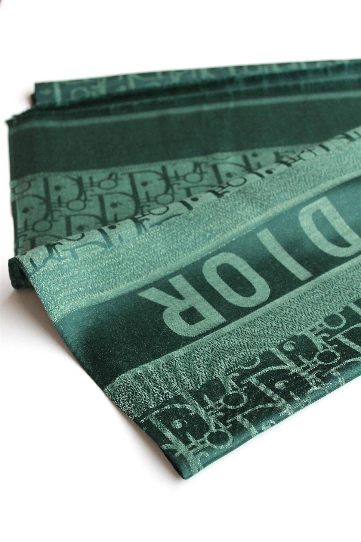 DIOR YEŞİL SİMLİ İPEK ŞAL