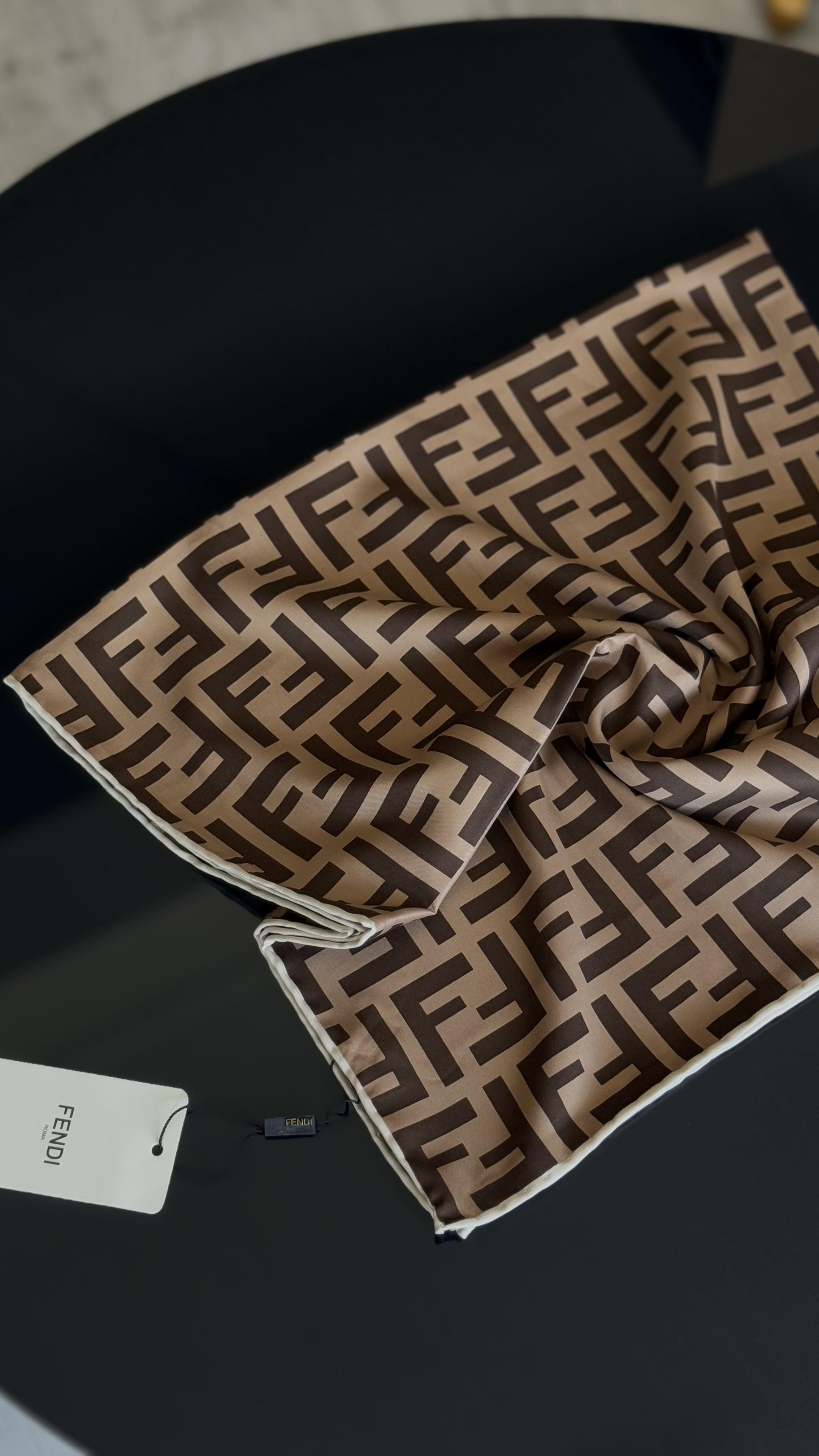 F DESEN TWİL / KAHVE KREM GEÇİŞLİ EŞARP