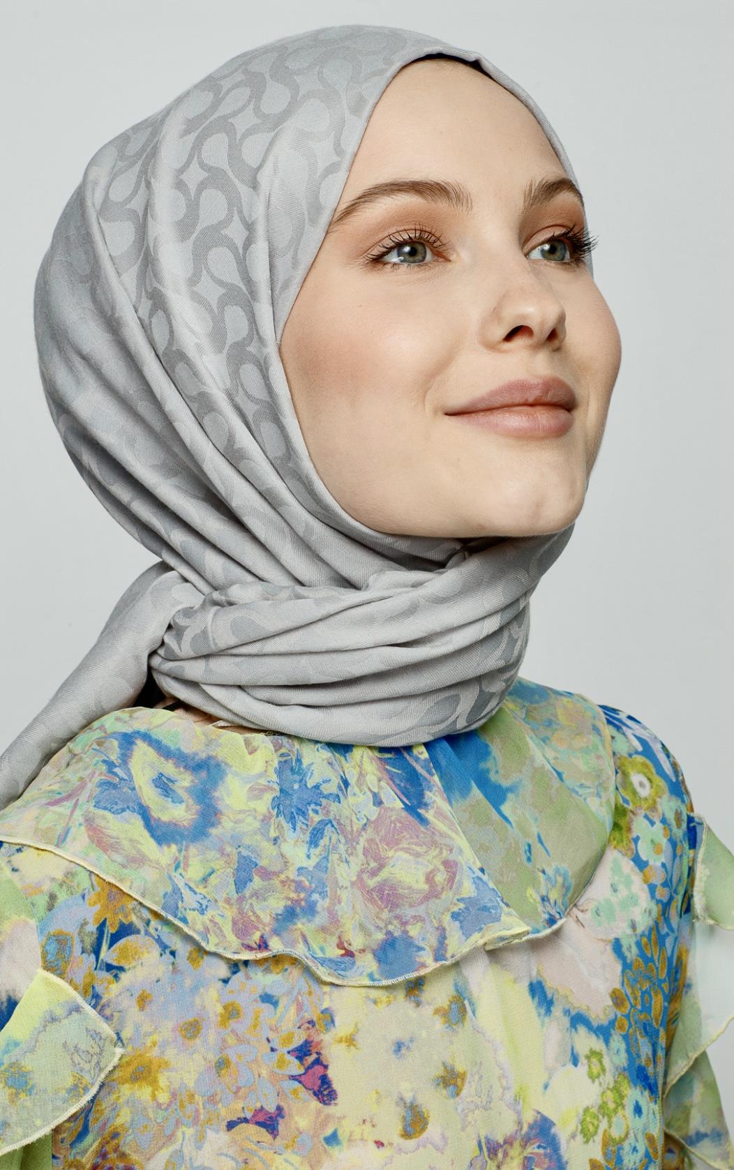 GÜMÜŞ GRİ / BLOOM DESEN ŞAL 