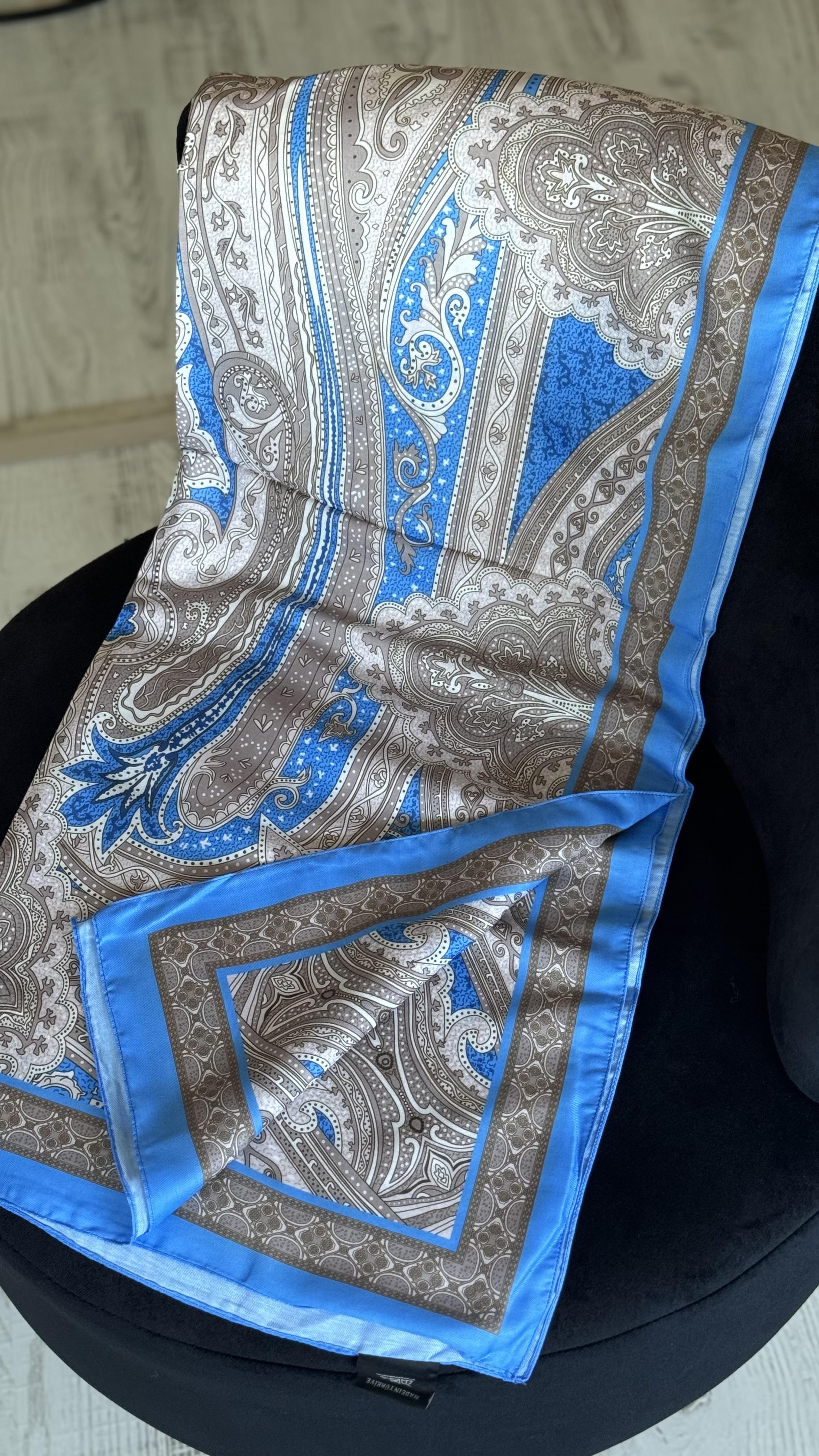 İNDİGO MAVİ / ETNİK DESEN PAMUK ŞAL