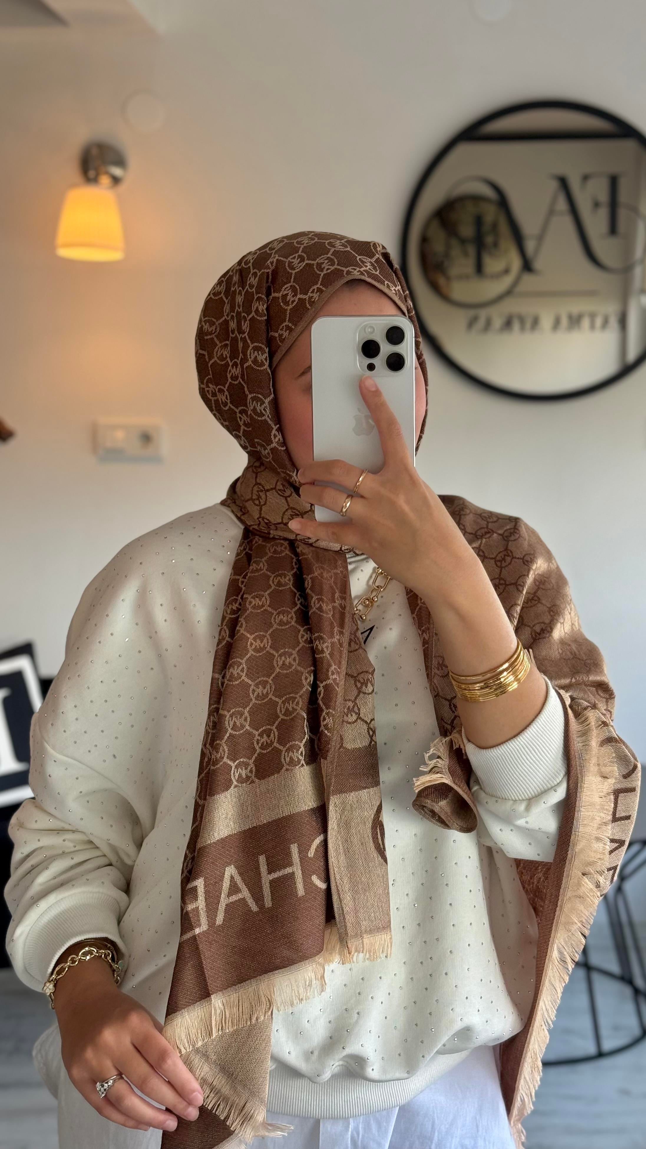 KAHVERENGİ KAŞMİR İPEK MK ŞAL