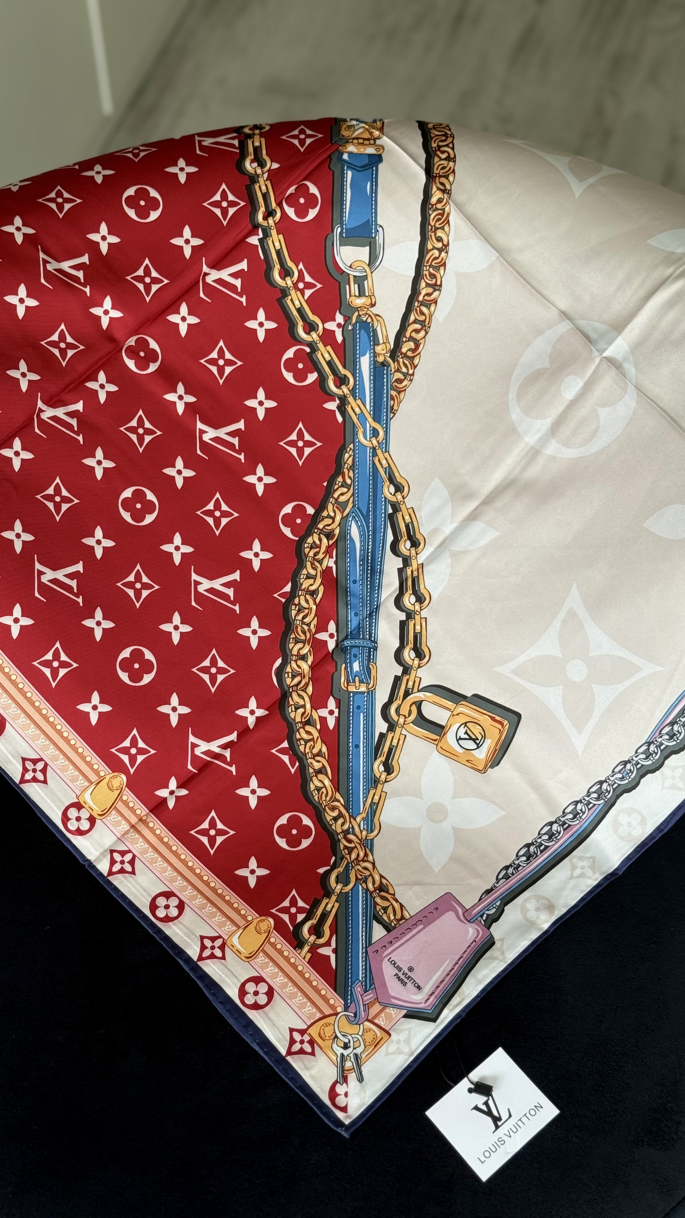 KIRMIZI / PUDRA LV TWİL İPEK EŞARP