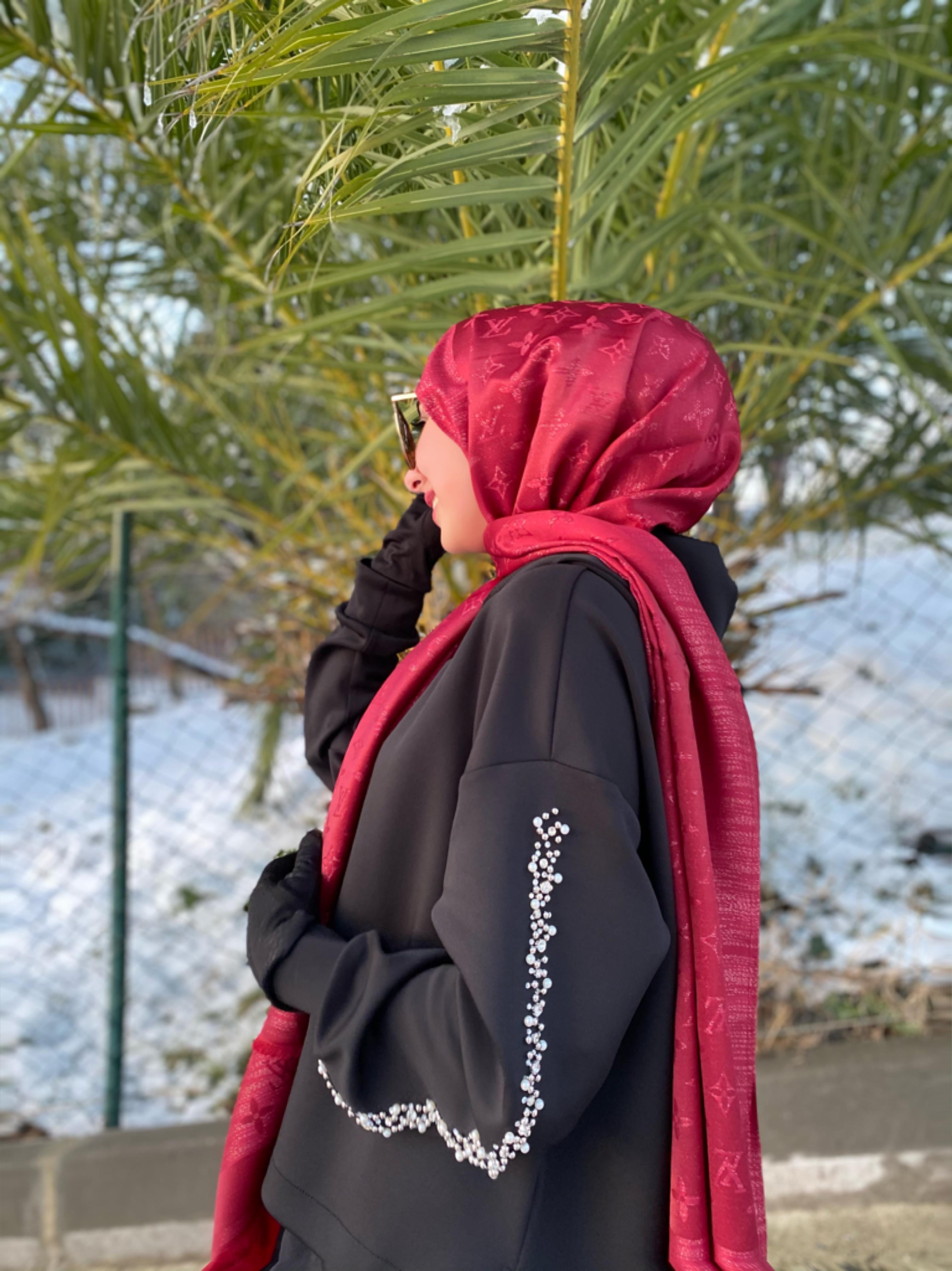 KIRMIZI SİMLİ İPEK ŞAL