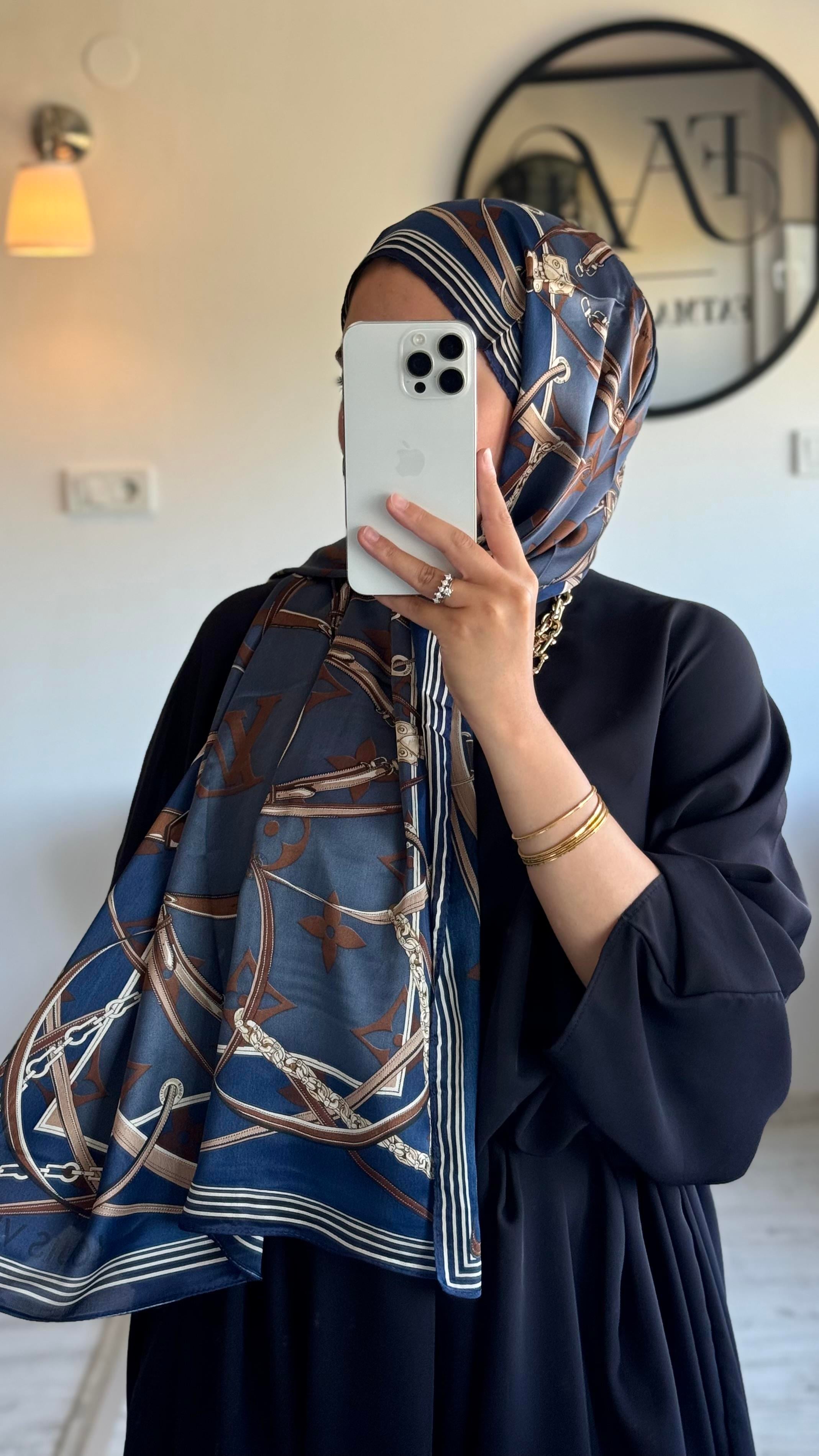 LACİVERT VUAL İPEK ŞAL