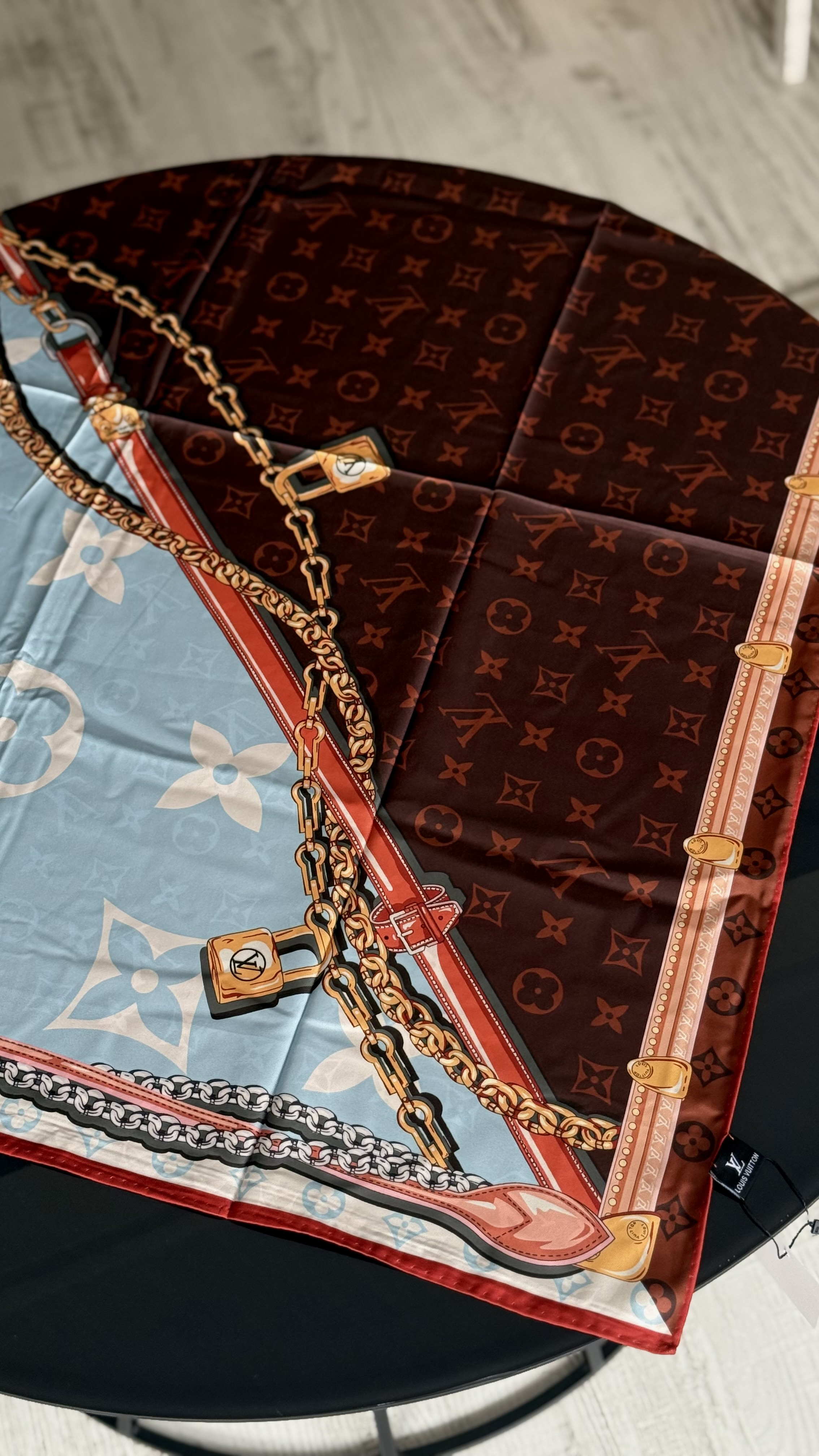 MAVİ / KAHVE LV TWİL İPEK EŞARP