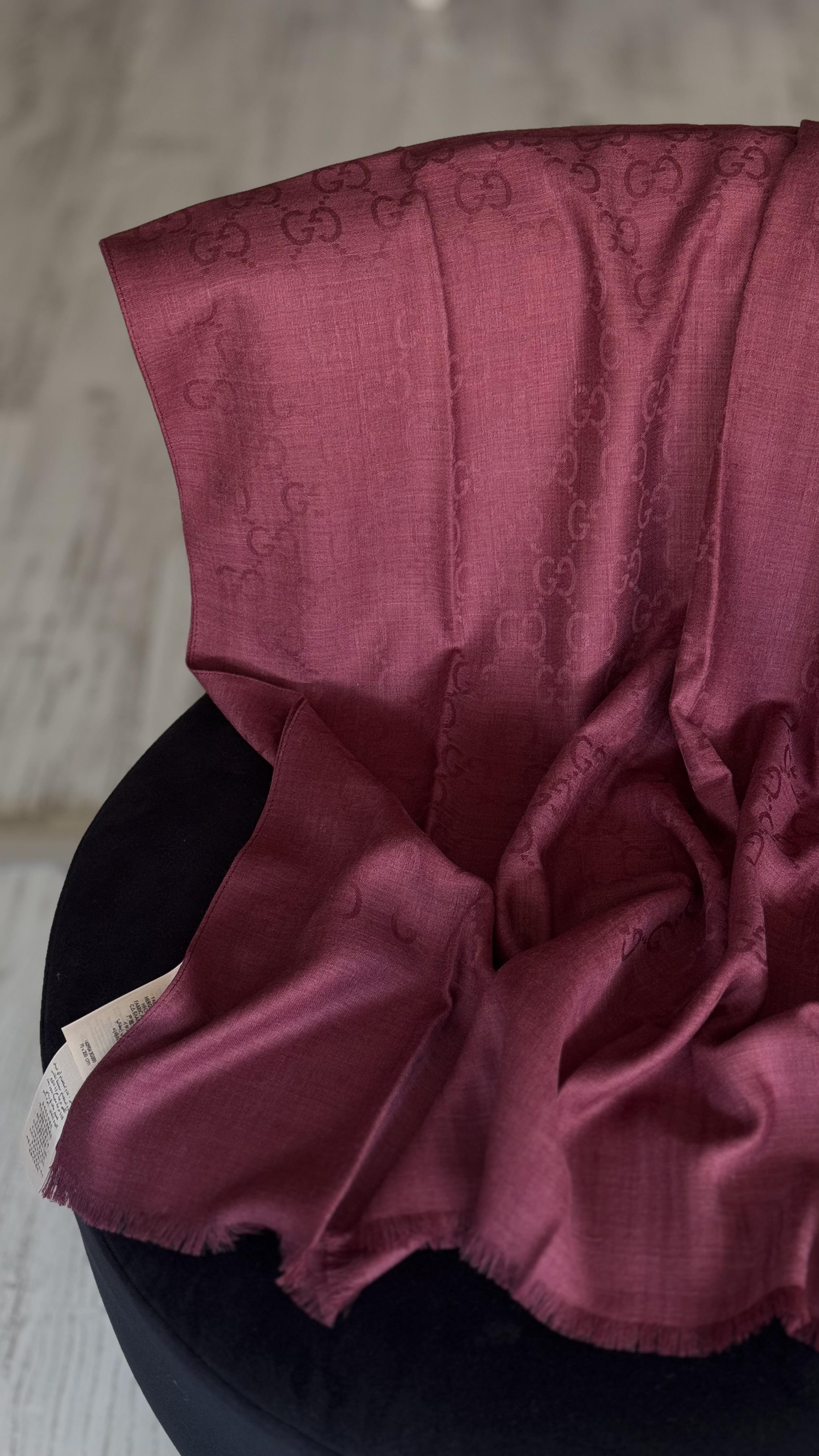 NEW ! BORDO RENK G YÜN İPEK ŞAL