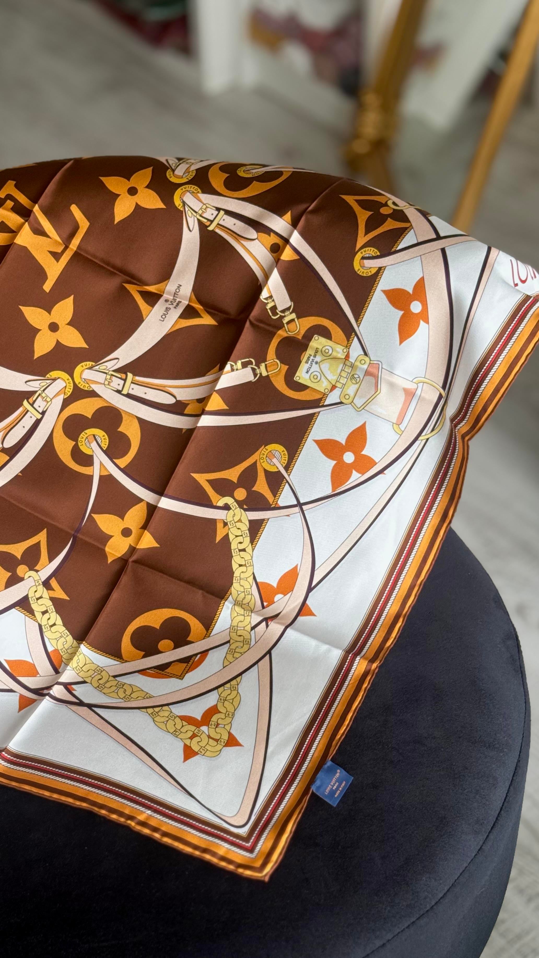 ORJİNAL DESEN / KAHVE KREM İPEK EŞARP 