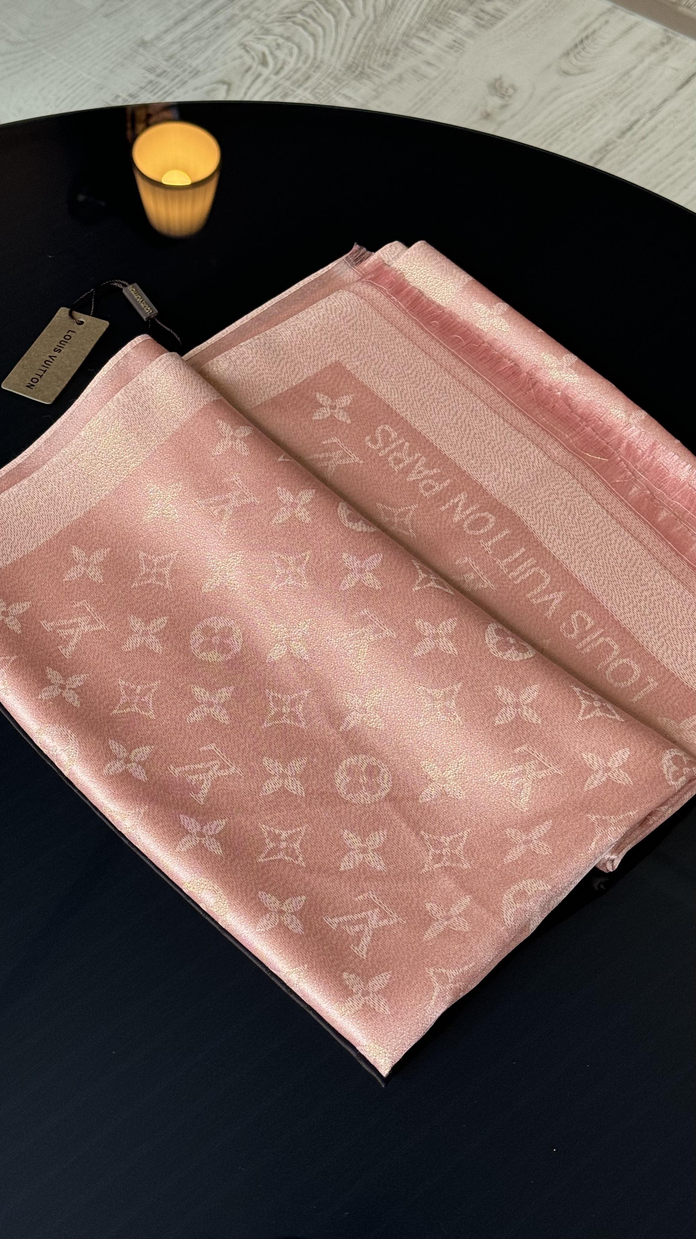 PEMBE SİMLİ İPEK ŞAL