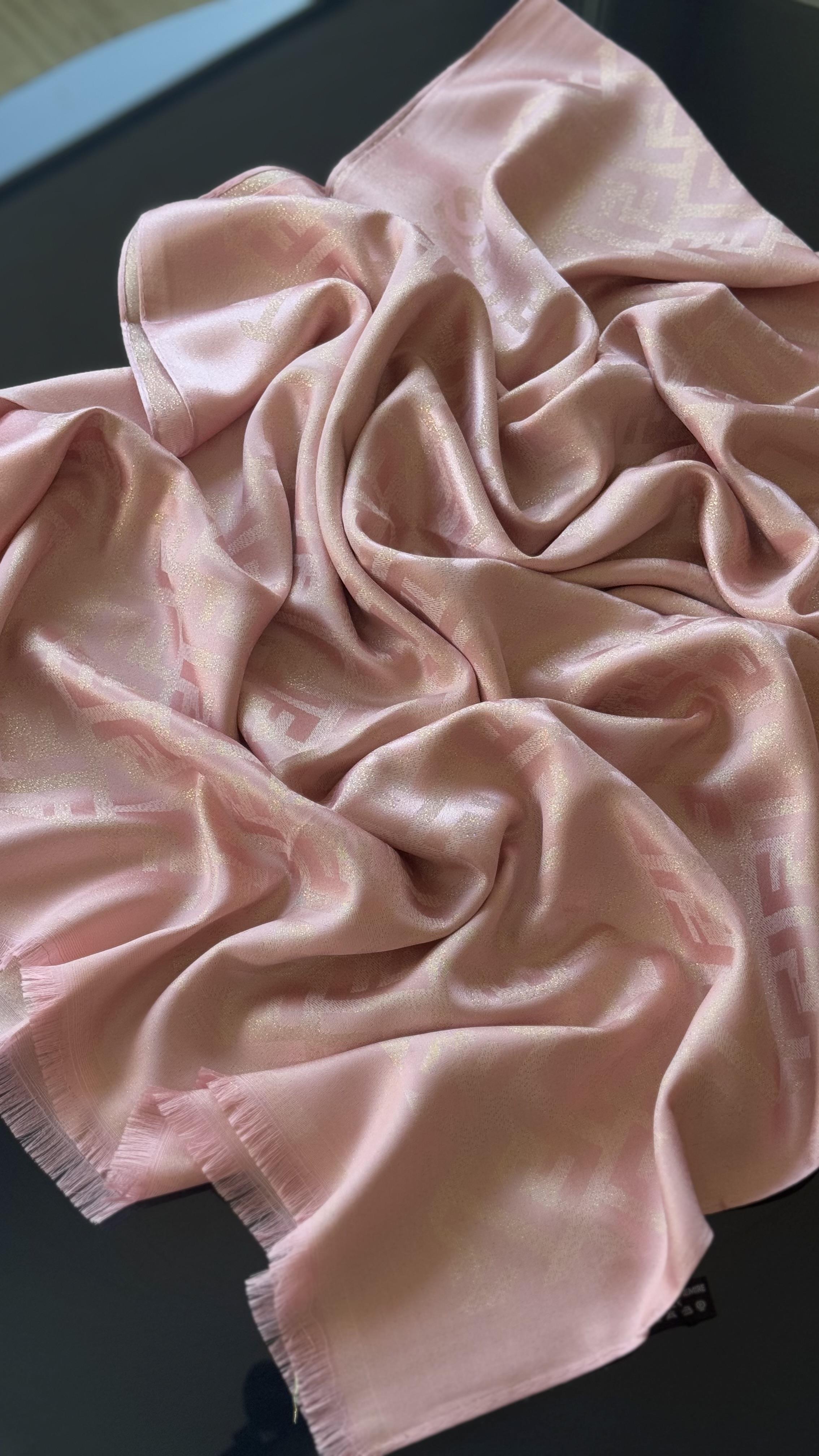 PUDRA PEMBE GRİ / SİMLİ İPEK ŞAL