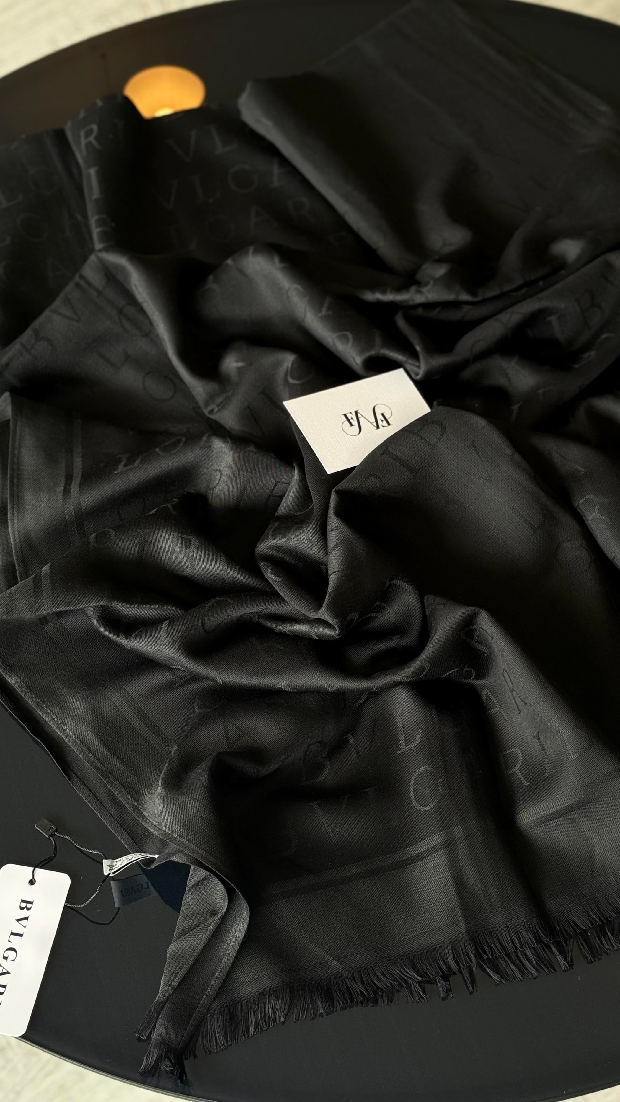 SİYAH ÇİFT YÖNLÜ KAŞMİR / YÜN ŞAL