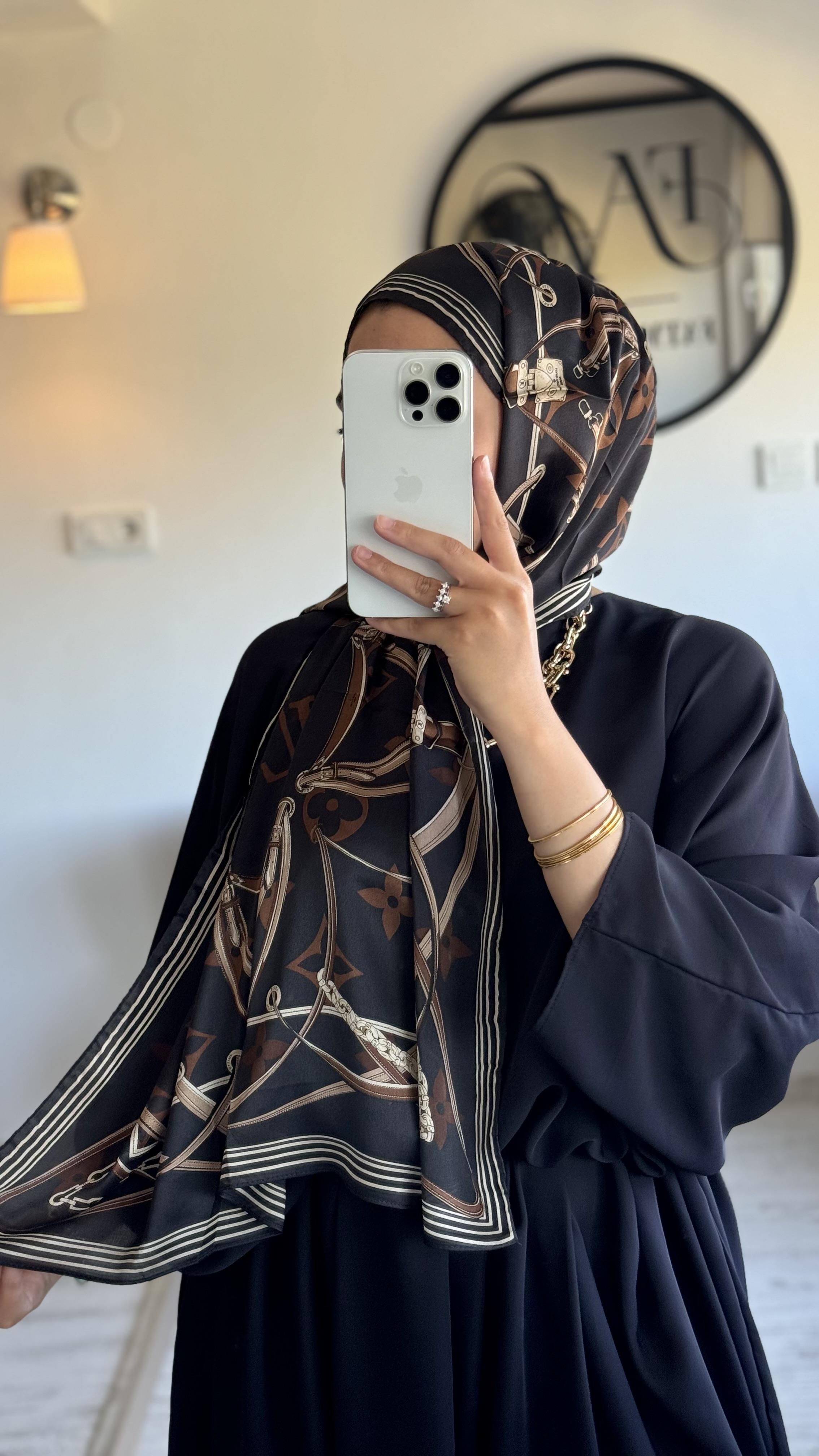 SİYAH / KAHVE VUAL İPEK ŞAL