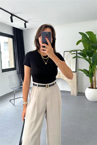 ZR Siyah Basic Crop Tişört