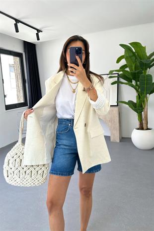 Pully Taş Keten Blazer