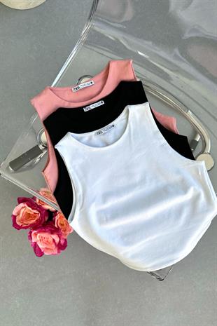 ZR Pembe Bisiklet Yaka Crop