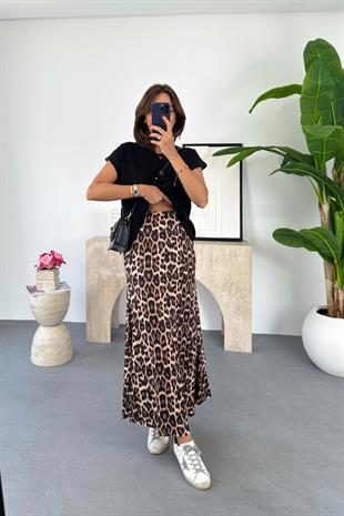 Rose Leopar Desenli Maxi Boy Etek