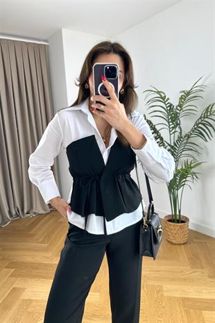 Tiessa Siyah Garnili Tasarım Gömlek