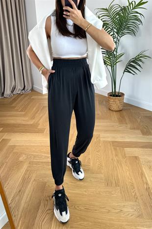 Antrasit Beli Lastikli Modal Jogger Pantolon