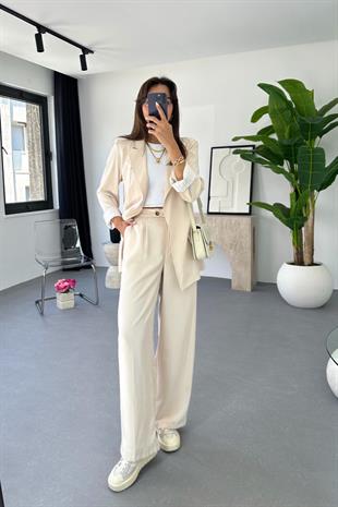 Dosy Taş Blazer Ceket Palazzo Pantolon Takım
