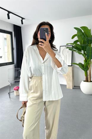 Noly Kahve Çizgili Gömlek