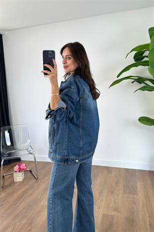 ZR Lorse Lacivert Cep Detaylı Denim Ceket