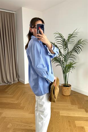 Upa Mavi Beyaz Çizgili Gömlek