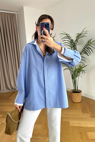 Upa Mavi Beyaz Çizgili Gömlek