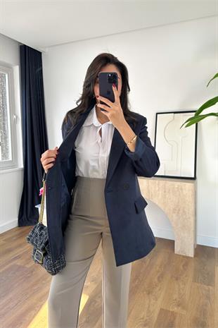 Lona Lacivert İç Astar Detaylı Blazer