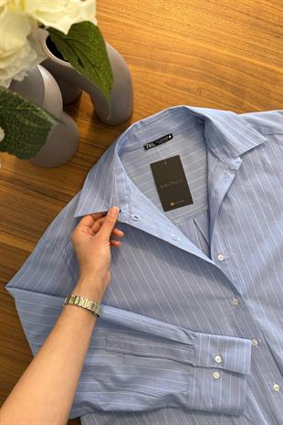 ZR Nexx Bebe Mavi Çizgili Gömlek