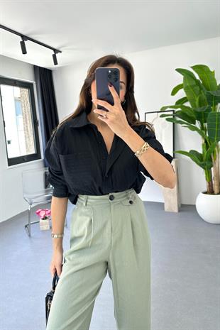 Rio Siyah Kendinden Çizgili Gömlek