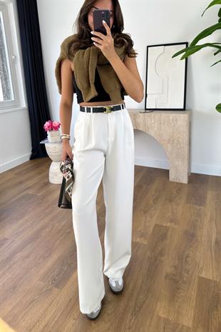 Mary Beyaz Palazzo Pantolon